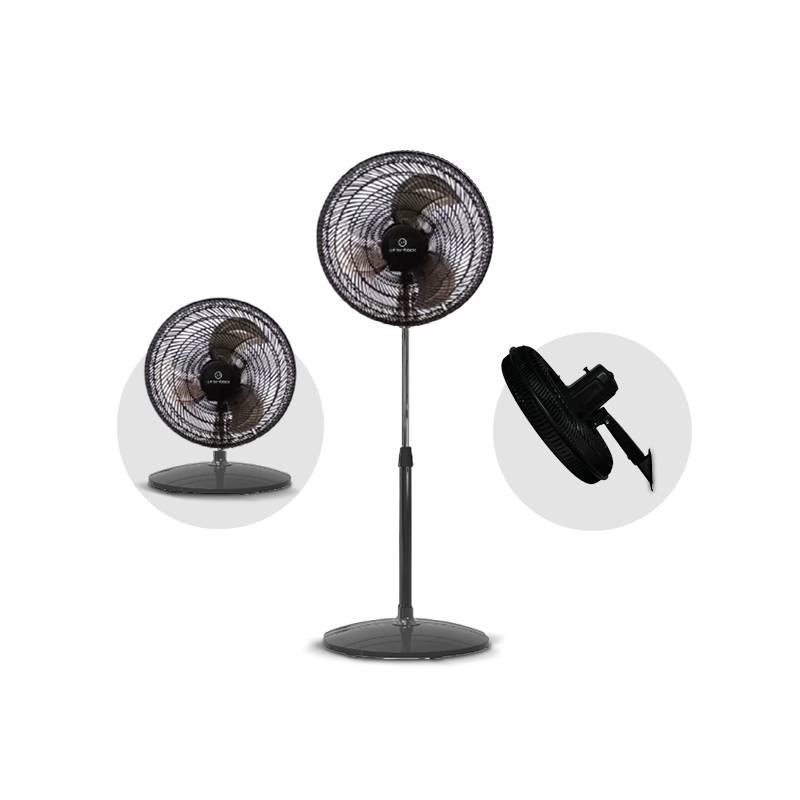 VENTILADOR PIE WHITENBLACK 18" - 3 EN 1 - PALETA METALICA