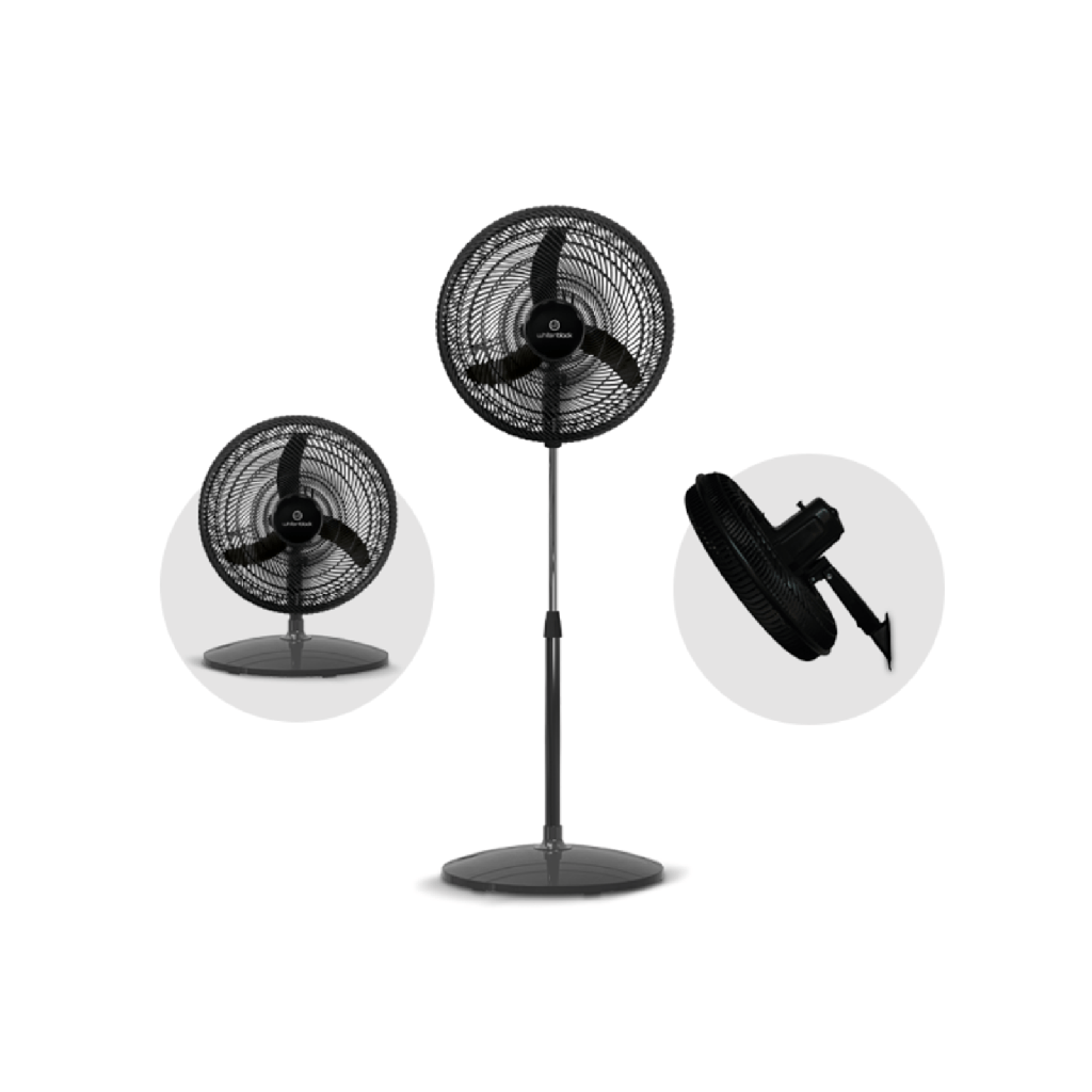 VENTILADOR PIE WHITENBLACK 18" - 3 EN 1 - PALETA PLASTICA