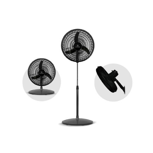 VENTILADOR PIE WHITENBLACK 18" - 3 EN 1 - PALETA PLASTICA